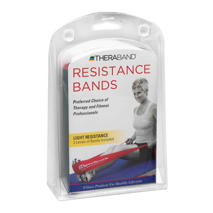 THERABAND Resistance Exercise Bands, Beginner Home Pack, contains Yellow, Red, Green 1.5m bands