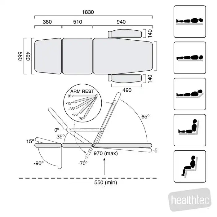Healthtec Pinnacle Phlebotomy/Oncology Chair w/ Blood Arm Rest - Australian Assistive Technology Centre