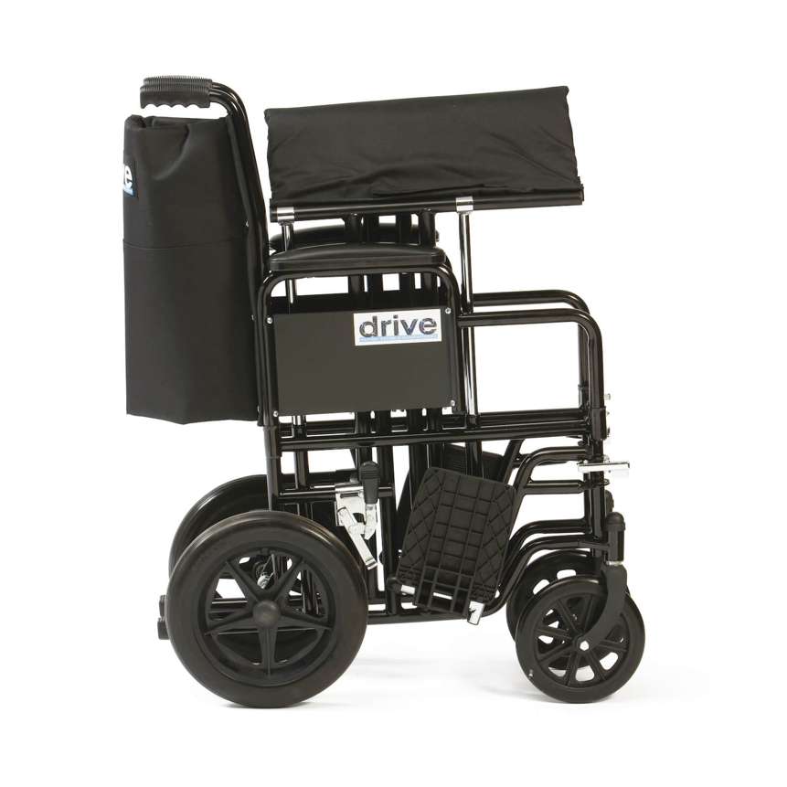 Bariatric Steel Transport Chair Black-  Seat Width 22"