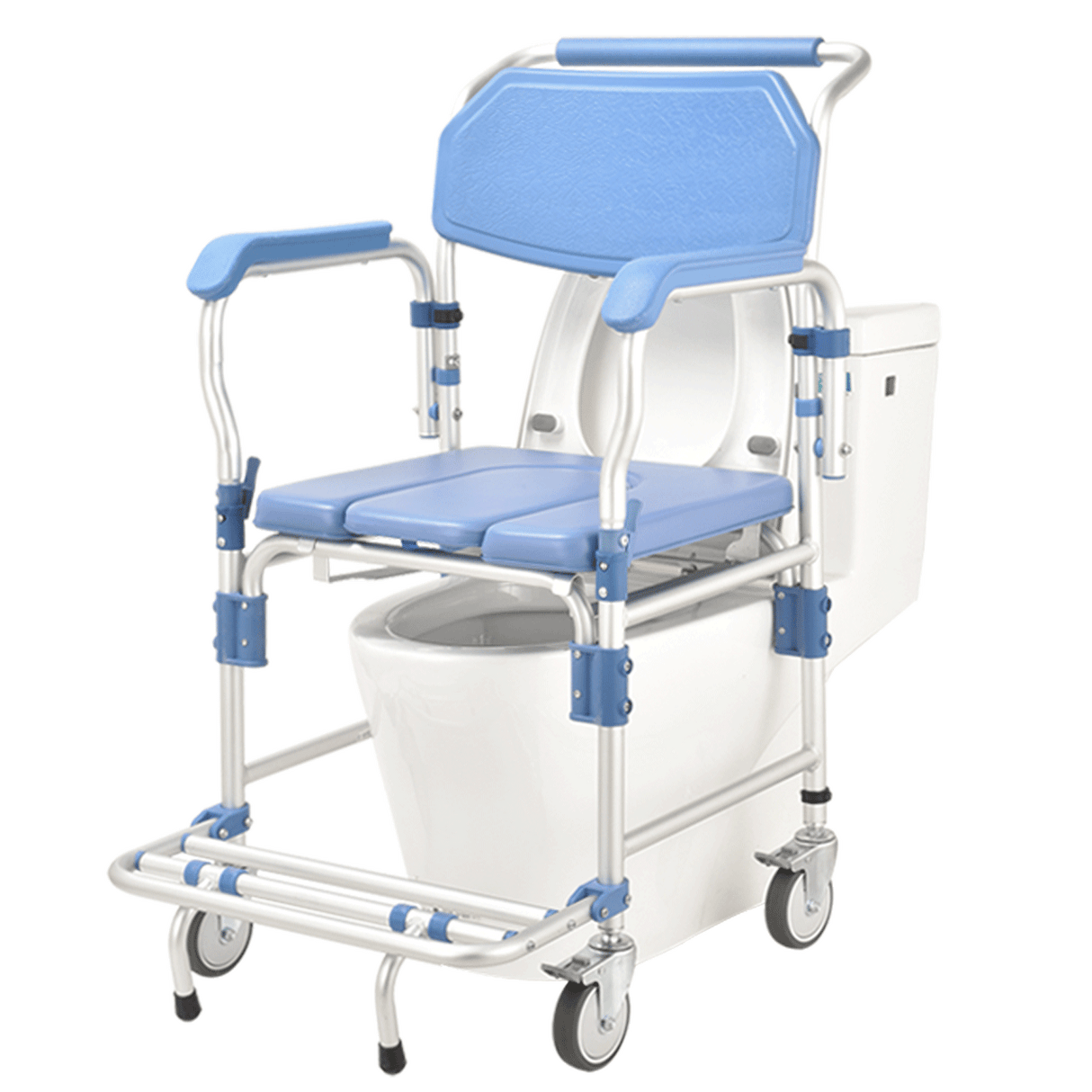 Commode Chair with 4" wheel and Free Backrest Structure