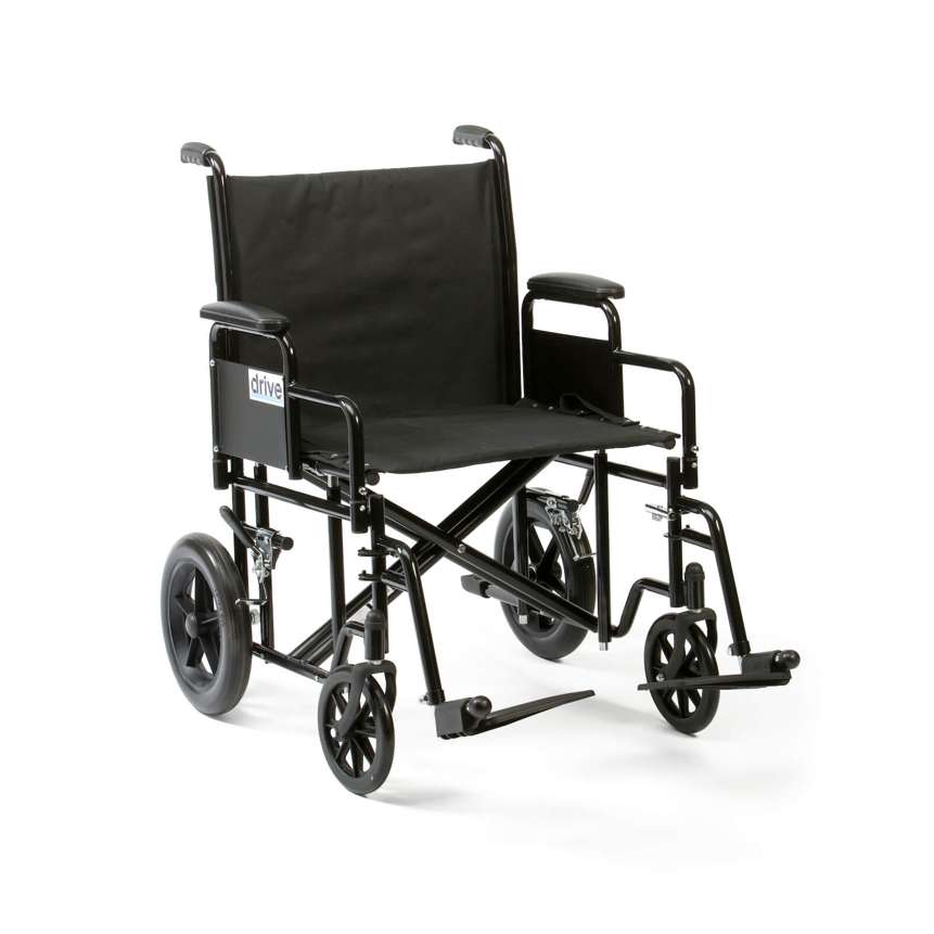 Bariatric Steel Transport Chair Black-  Seat Width 22"