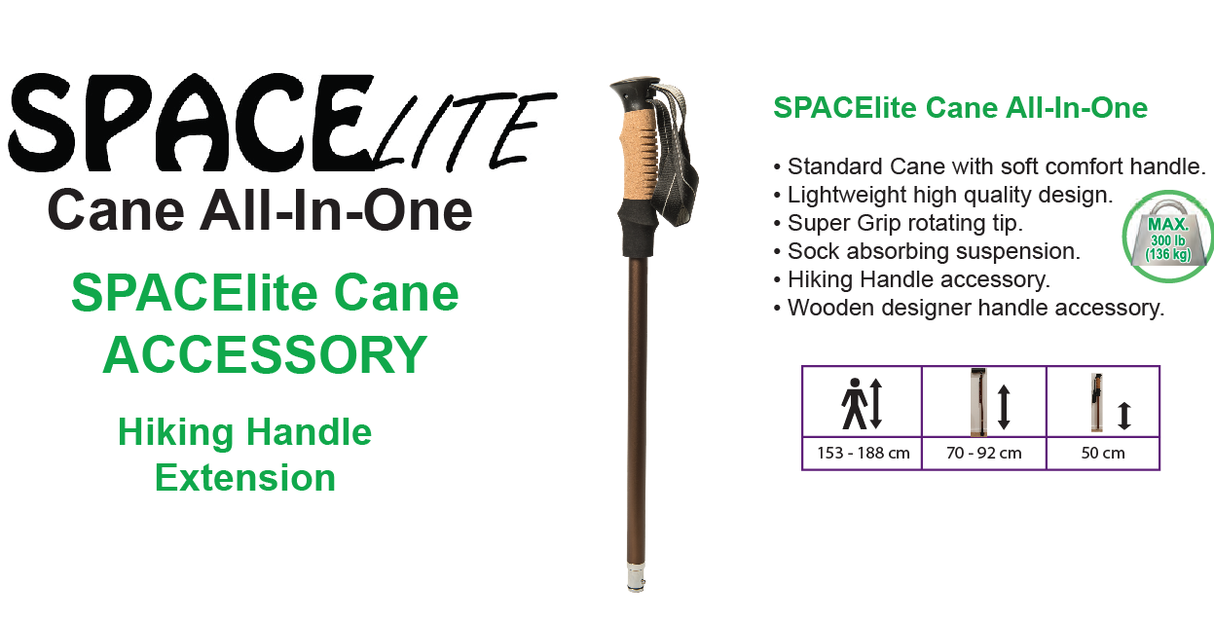 SPACElite Cane All-In-One, Hiking Handle Extension Accessory for cane