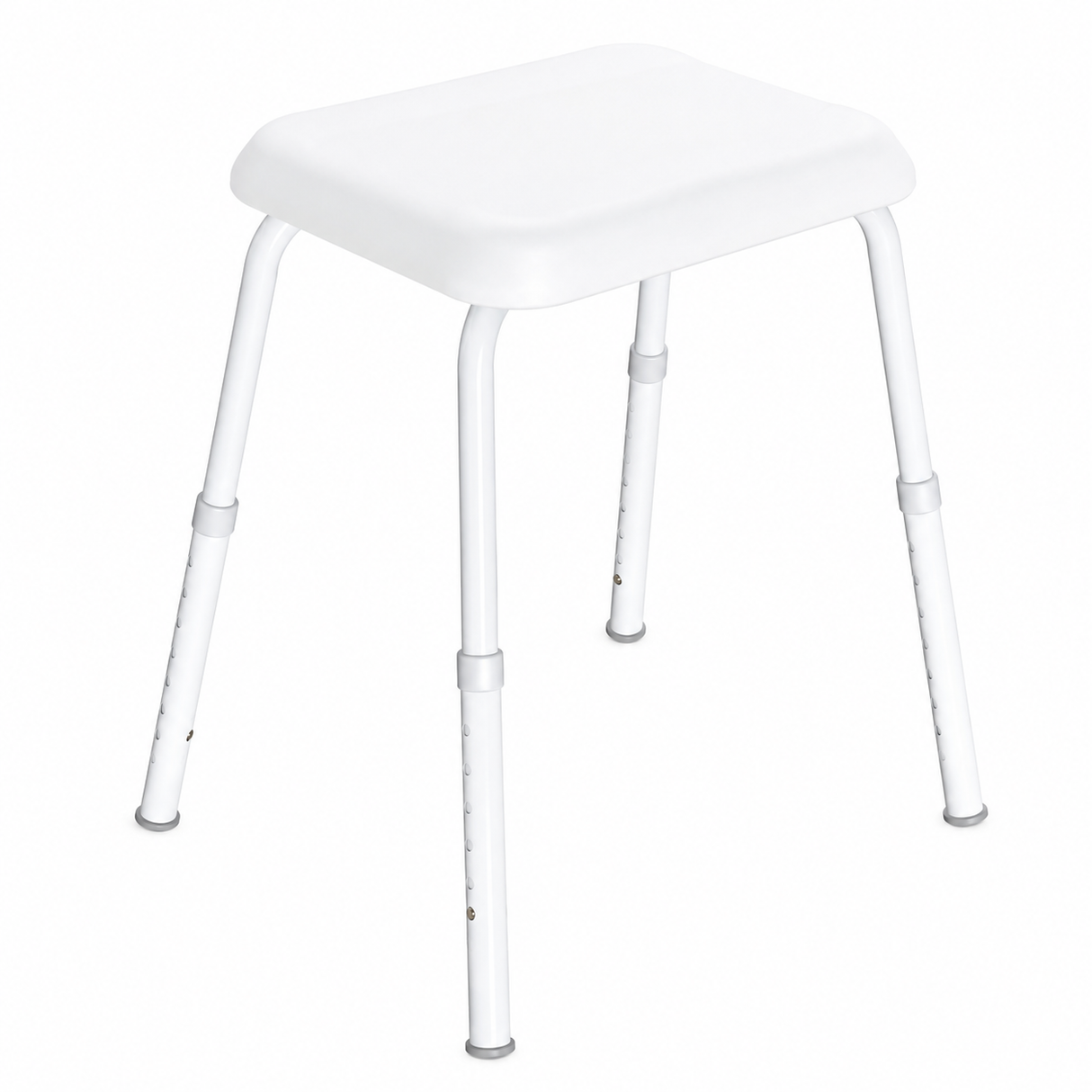 KCare Shower Stool with Padded or Plastic Seat, No Arms, White