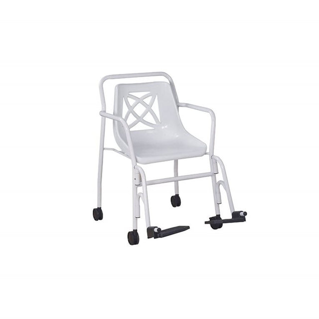 Breezy Everyday Shower Chair, Fixed Height, Wheels, Arms & Hangers - Australian Assistive Technology Centre