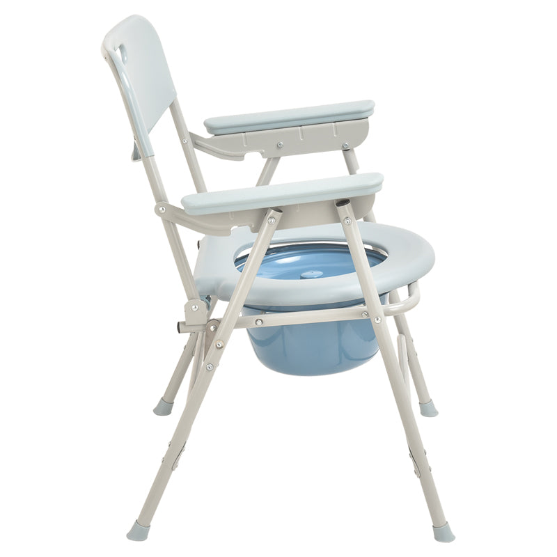 Light Gray Commode Chair with Iron Frame