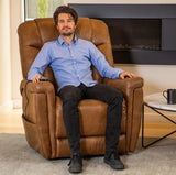 K Care Alivio Michelangelo 4-Motor Electric Lift Recliner Chair in Light Brown