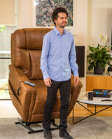 K Care Alivio Michelangelo 4-Motor Electric Lift Recliner Chair in Light Brown