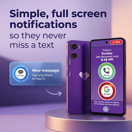 Big Purple Phone SilverFox Simple, Full Screen Notification