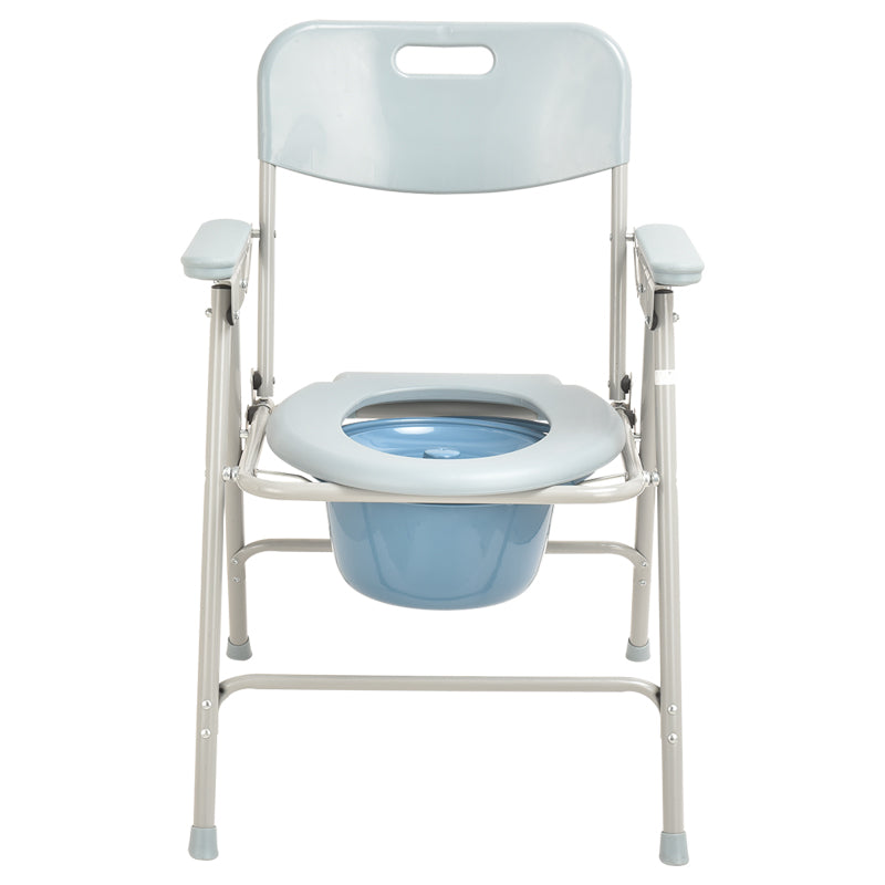 Light Gray Commode Chair with Iron Frame