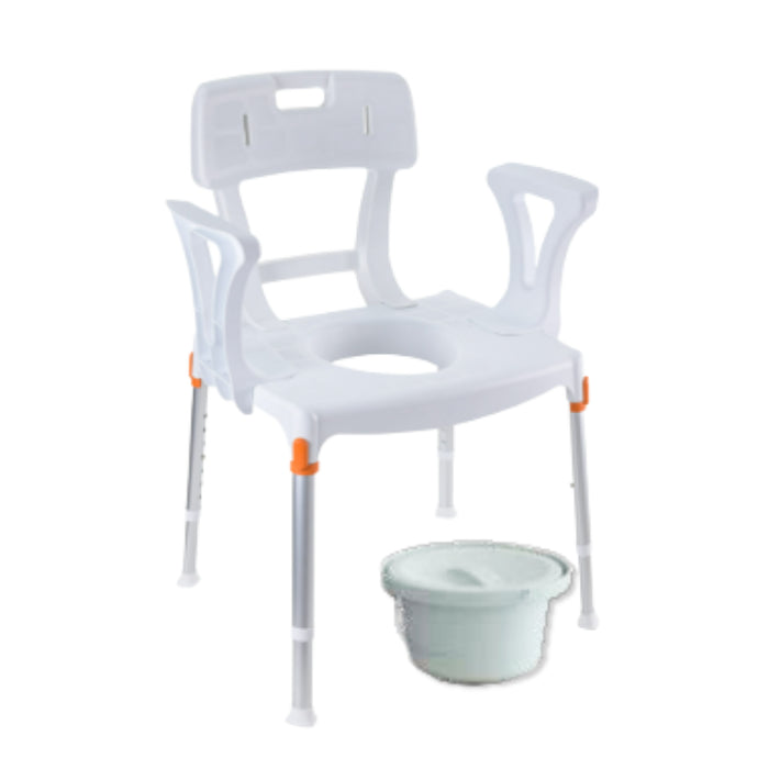 King Commode with Backrest, Armrest & Bucket
