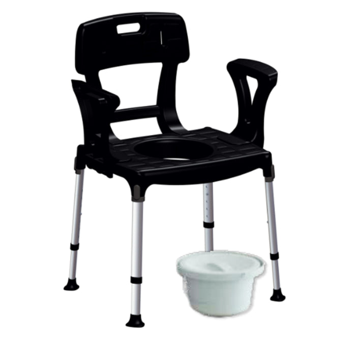 King Commode with Backrest, Armrest & Bucket