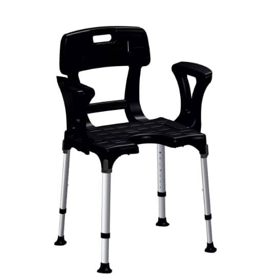 King Shower Chair With Cutout-Back & Armrests          BEHI - Australian Assistive Technology Centre