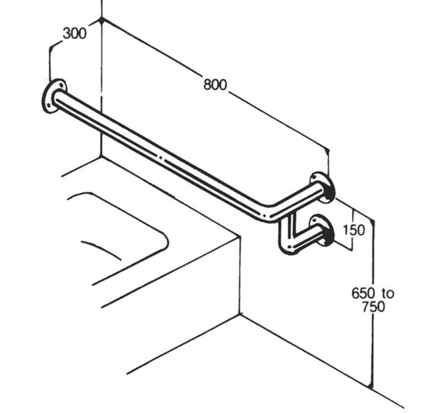 Bath Rail 32mm Stainless Type 023 - Australian Assistive Technology Centre