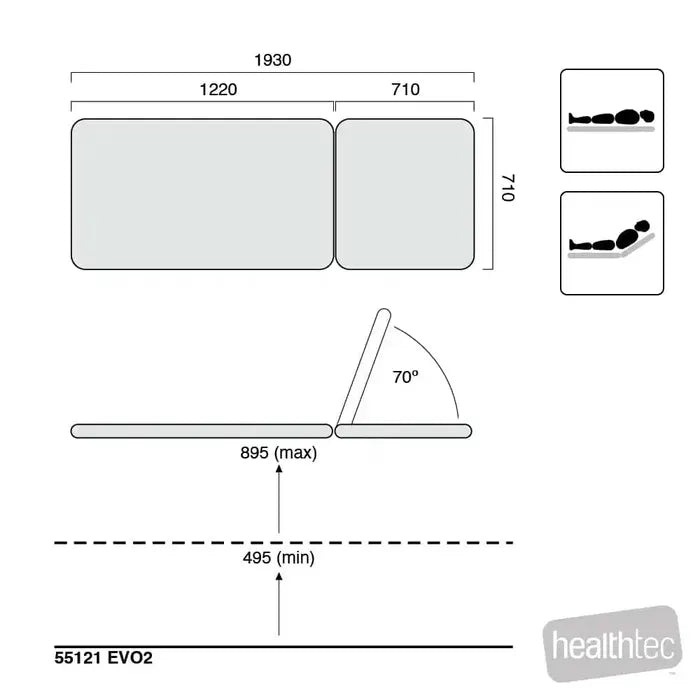 Healthtec EVO2 Bariatric Examination Table w/ Electric Back Rest - Australian Assistive Technology Centre