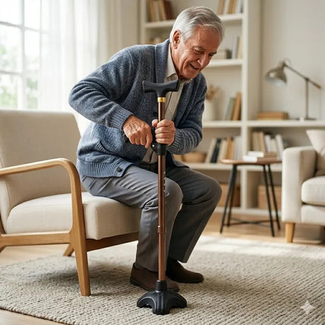 Days Sit to Stand Assist T-Handle Walking Stick with Lever, Bronze - Australian Assistive Technology Centre