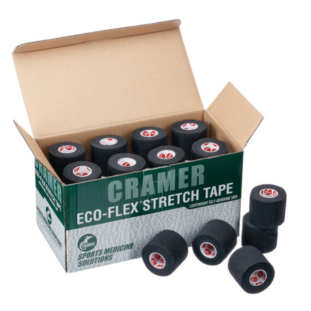 Cramer Box Cramer Eco-Flex Cohesive Tape, 2.5cm x 5.4m, Black, Box 48 Rolls