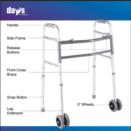 Days Bariatric Walker 317kg with Double 5" Wheels - Australian Assistive Technology Centre