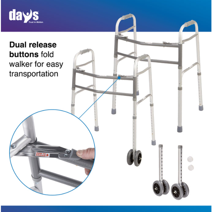 Days Bariatric Walker 317kg with Double 5" Wheels - Australian Assistive Technology Centre
