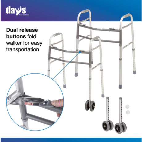 Days Bariatric Walker 317kg with Double 5" Wheels - Australian Assistive Technology Centre