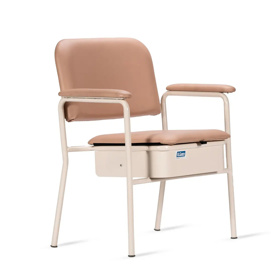 KCare Maxi Deluxe Bedside Commode Vanilla/Champagne - SWL 160kg - Australian Assistive Technology Centre