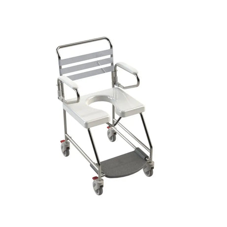 KCare Attendant Propelled Shower Commode with Weight Bearing Footrest - Australian Assistive Technology Centre