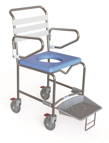 TRANSIT MOBILE SHOWER COMMODE WITH SLIDEOUT FOOTPLATE - Australian Assistive Technology Centre