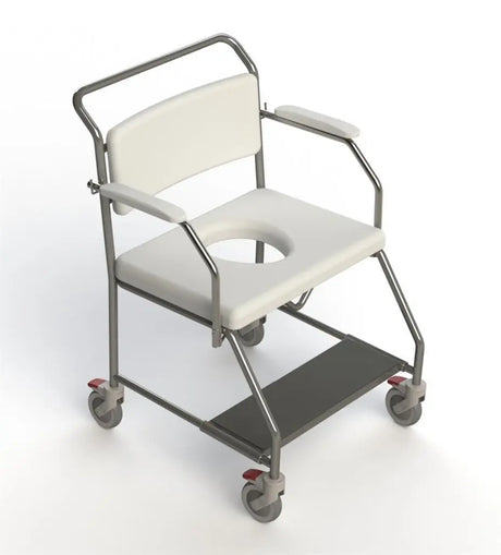 KCare Attendant Propelled Shower Commode with Weight Bearing Footrest - Australian Assistive Technology Centre