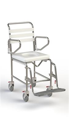 TRANSIT MOBILE SHOWER COMMODE WITH SWINGAWAY FOOTRESTS - 445MM