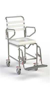 TRANSIT MOBILE SHOWER COMMODE WITH SWINGAWAY FOOTRESTS - 445MM