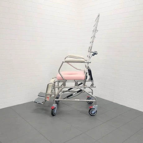 KCare Tilt In Space with Recline Mobile Shower Commode with Swingaway Footrest - 445mm - Australian Assistive Technology Centre