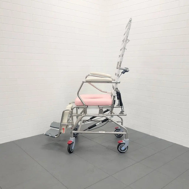 KCare Tilt In Space with Recline Mobile Shower Commode with Swingaway Footrest - 445mm - Australian Assistive Technology Centre