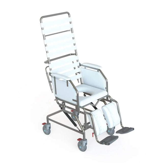 KCare Tilt in Space Attendant Propelled Shower Commode with Removeable Arms - 445mm - Australian Assistive Technology Centre