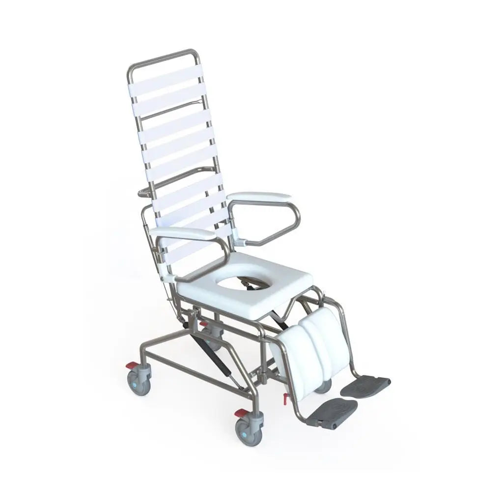KCare Tilt In Space Mobile Shower Commode with Swingaway Footrest - 400mm - Australian Assistive Technology Centre