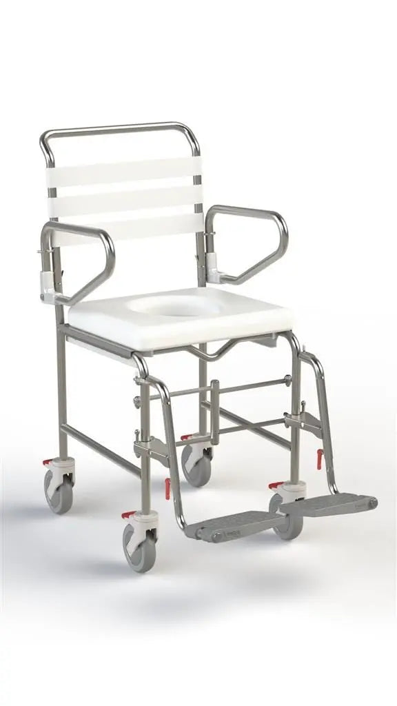 KCare Folding Attendant Propelled Shower Commode with Swing-Away Footrest - Australian Assistive Technology Centre