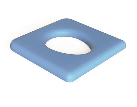 KCare Shower Commode Seat - Polyurethane Blue Closed - Australian Assistive Technology Centre