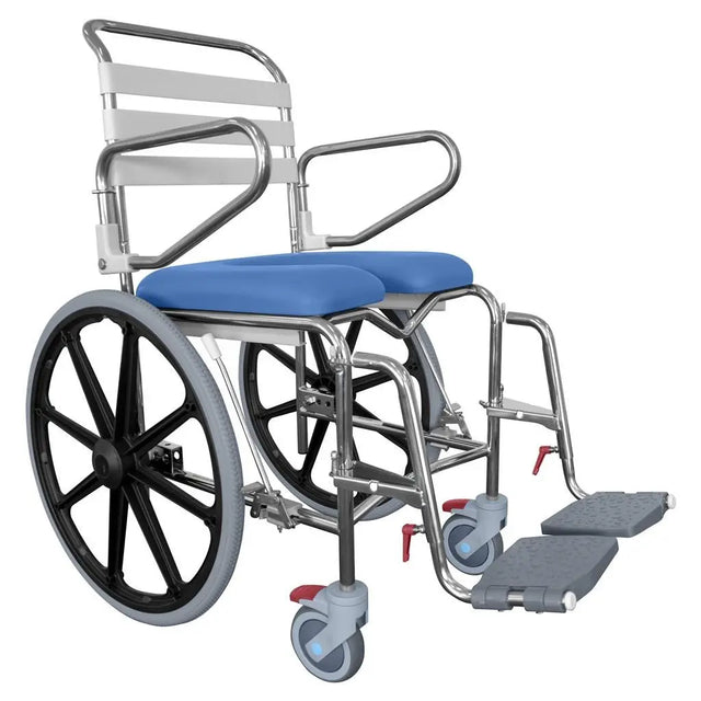 KCare Self Propel Mobile Shower Commode with Swingaway Footrest - Right Side Open 445mm - Australian Assistive Technology Centre