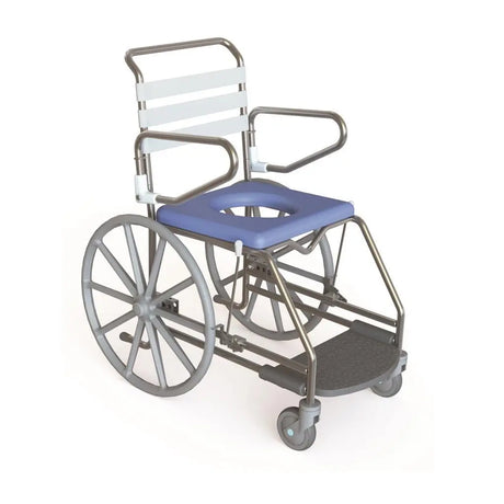 Self Propel Mobile Shower Commode with Weight Bearing Footplate - 500mm - Australian Assistive Technology Centre