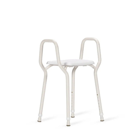 KCare Heavy Duty Shower Stool Clip-on Plastic Seat with Arms Aluminium - Australian Assistive Technology Centre
