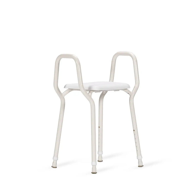 KCare Heavy Duty Shower Stool Clip-on Plastic Seat with Arms Aluminium - Australian Assistive Technology Centre