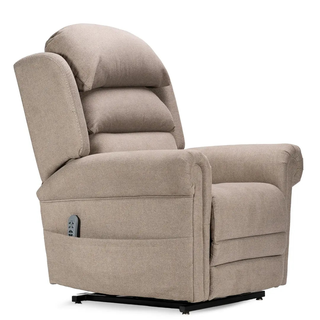 KCare Alivio Donatello Merino 3 Roll Back 4-Motor Electric Lift Recliner Chair – Standard Back in Light Grey - Australian Assistive Technology Centre