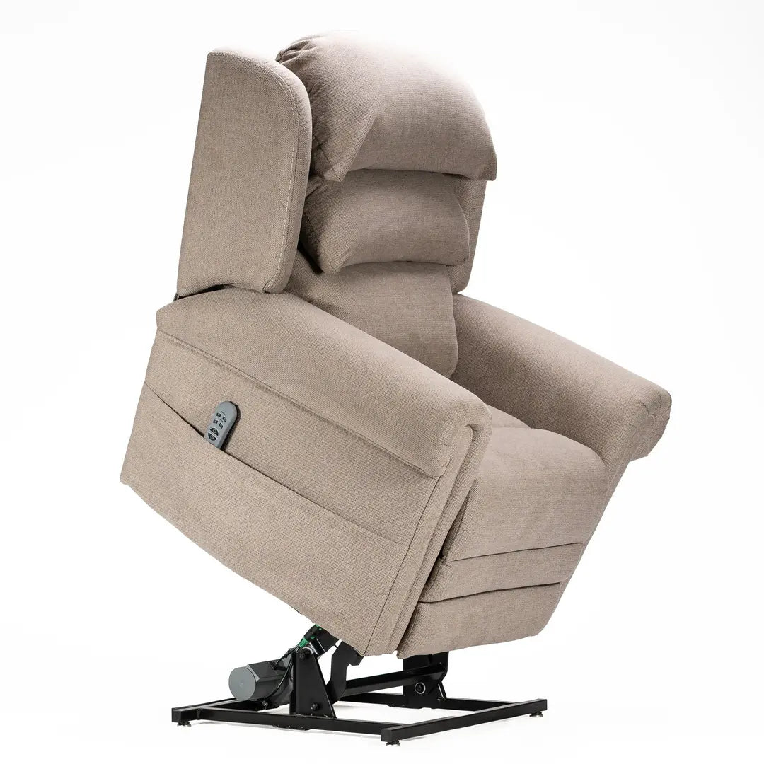 KCare Alivio Donatello Merino 3 Roll Back 4-Motor Electric Lift Recliner Chair – Standard Back in Light Grey - Australian Assistive Technology Centre