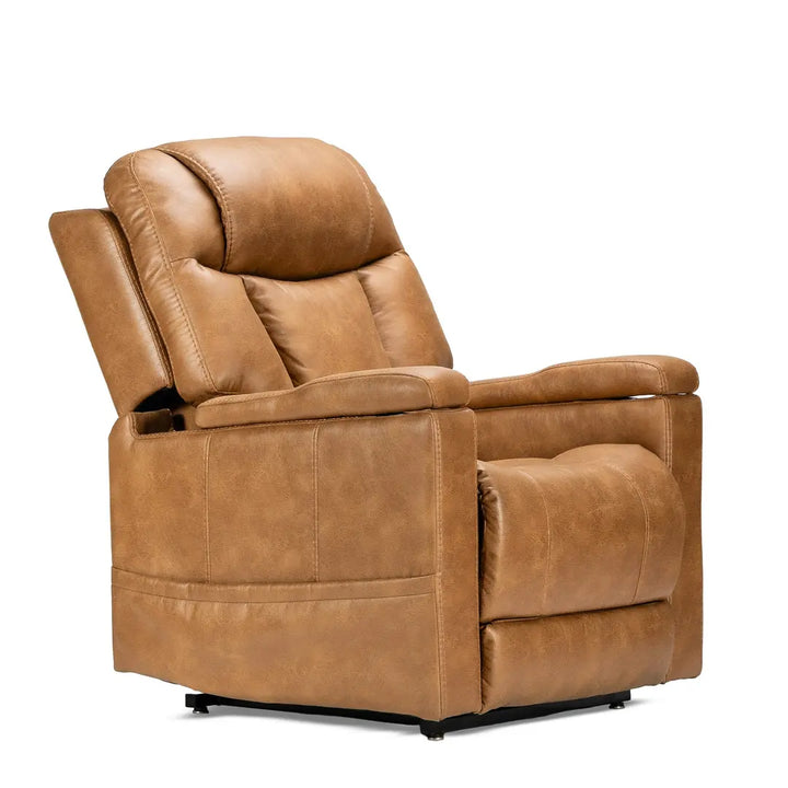 KCare Alivio Michelangelo Petite 4-Motor Electric Lift Recliner Chair in Light Brown