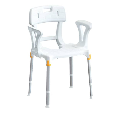 King Shower Chair With Cutout-Back & Armrests          BEHI - Australian Assistive Technology Centre