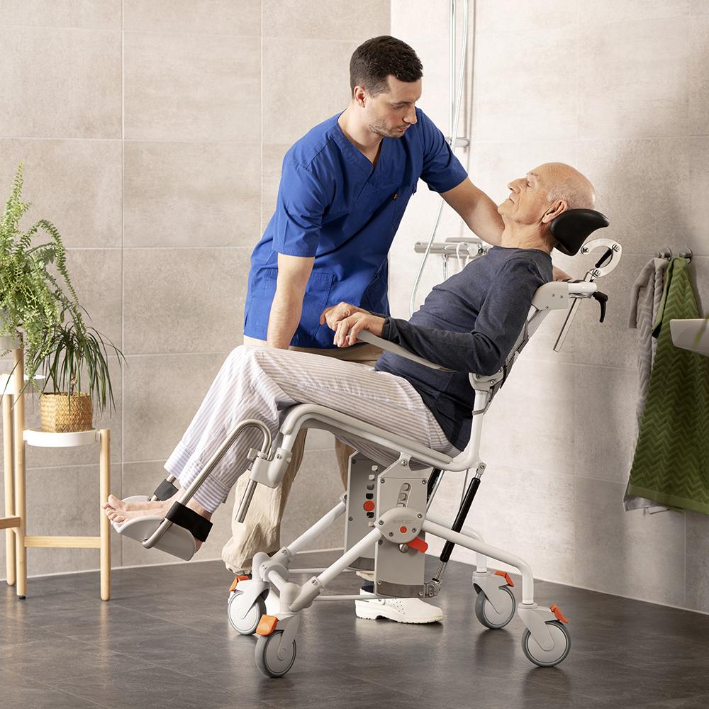 Etac Swift Mobil-2 Tilt In Space Mobile Shower Commode with Pan Holder