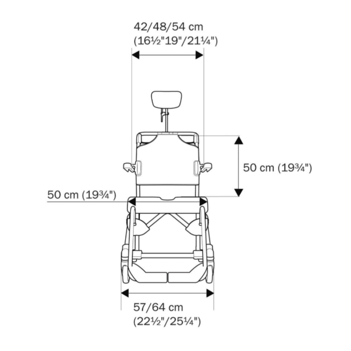 Etac Swift Mobil-2 Tilt In Space Mobile Shower Commode with Pan Holder