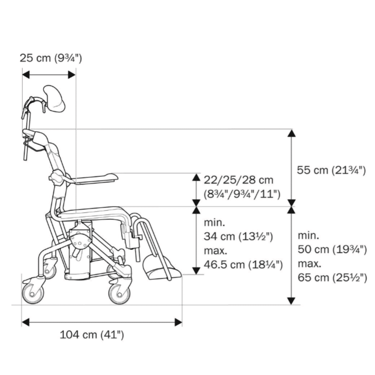Etac Swift Mobil-2 Tilt In Space Mobile Shower Commode with Pan Holder